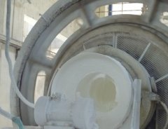 The inner lining of a wet ball mill is coated with polyurethane.